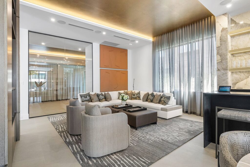 Modern living room with sectional sofa.